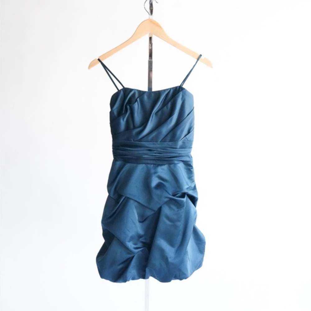 🔥 DAVID’S BRIDAL Teal Mini Dress